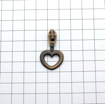 Preview: Automatik-Schieber mit Anhänger Herz messing-antik schmal